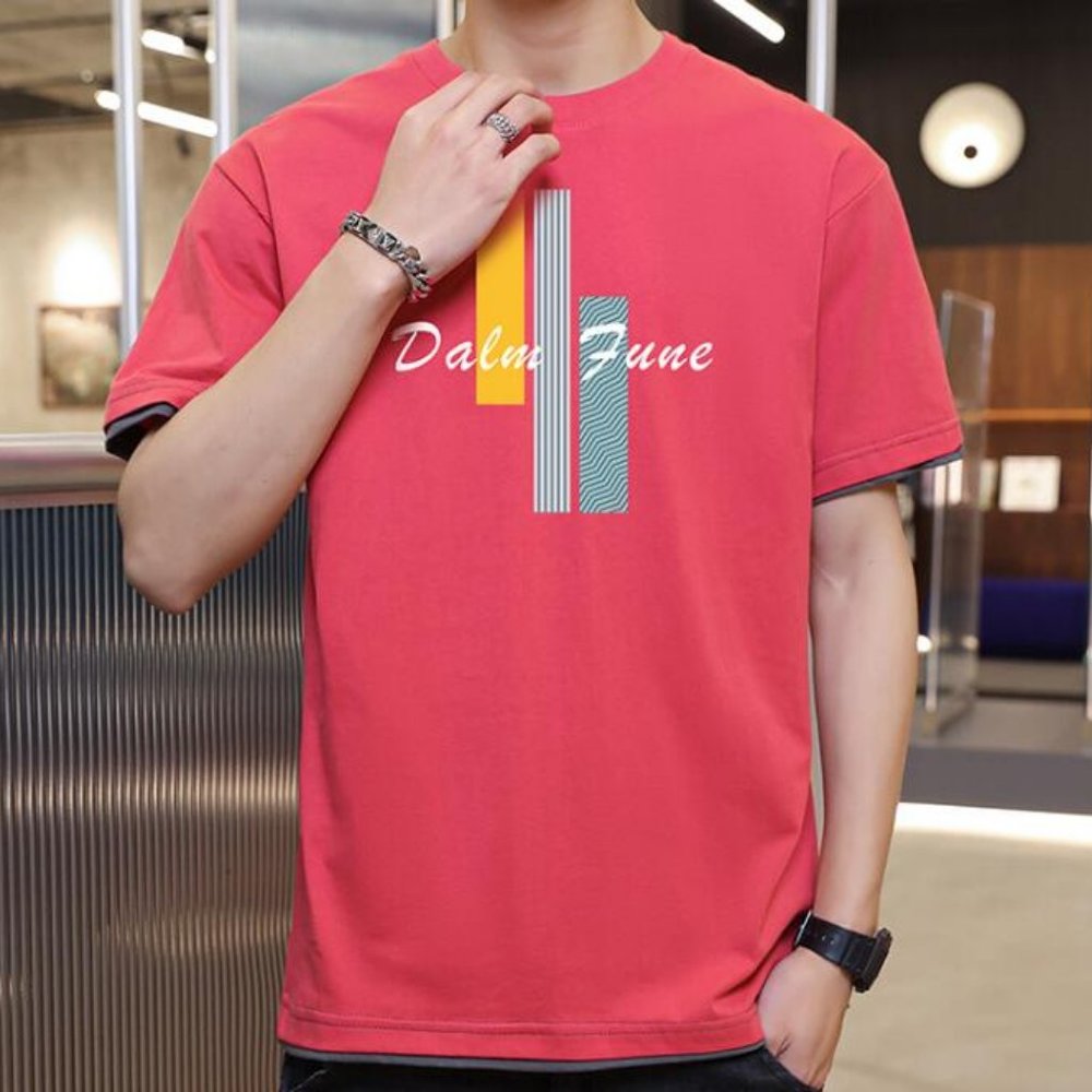 Plain pink men's T-shirt